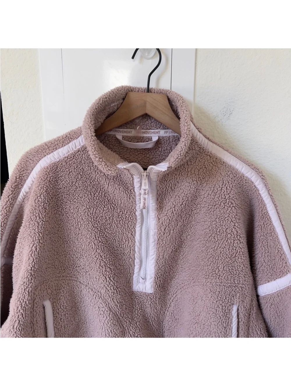 Free People Mountain High 1/2 Zip Fleece Pullover in Neutral Mauve